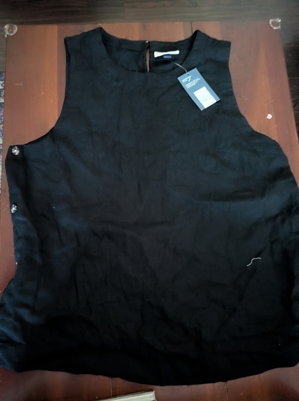 Universal Thread Black Sleeveless Top with Shoulder Buttons